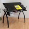 Futura Craft/Drawing Table With Adjustable Top In Black / Black Glass